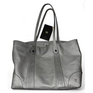 Frye Melissa Shopper Shoulder Tote Shadow Gray Italian Leather Bag $358